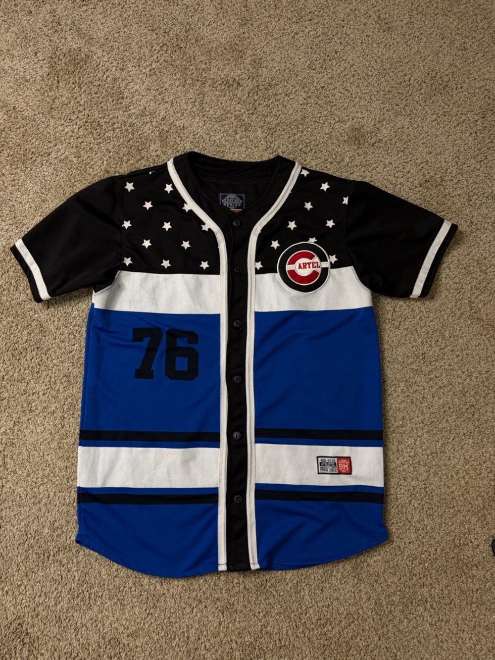 Boys' Blue & Black Athletic Baseball Jersey